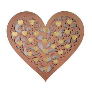 filigree heart with soaring bird plaques