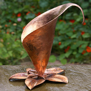 arum lily copper fountain by Gary Pickles